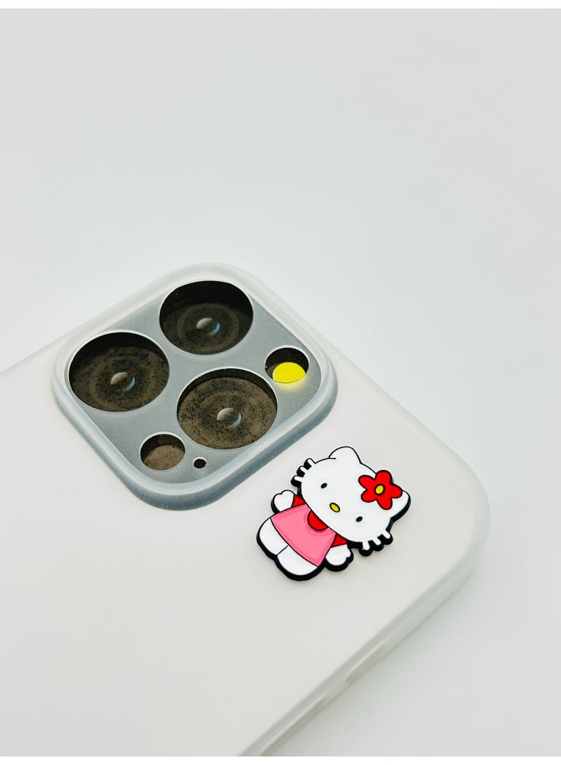 Hello Kitty 8 pieces of Metal stickers - Hello Kitty logo and Pink flower logo and Pink Handbag logo and Girl Math Calculator logo and Heart Band-Aid logo and Sweet" Heart logo and Main Character Energy logo and Heart logo - Premium Quality Metal for Mobile, Laptop, Backpacks and more. - Image 2